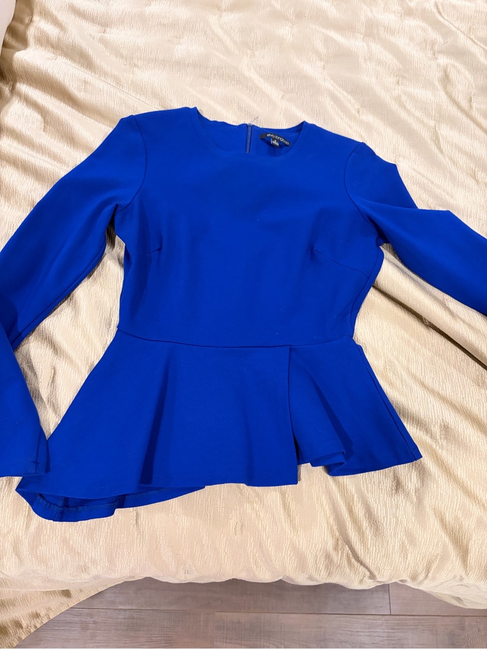 The Limited Cobalt Blue Long-Sleeve Peplum Top